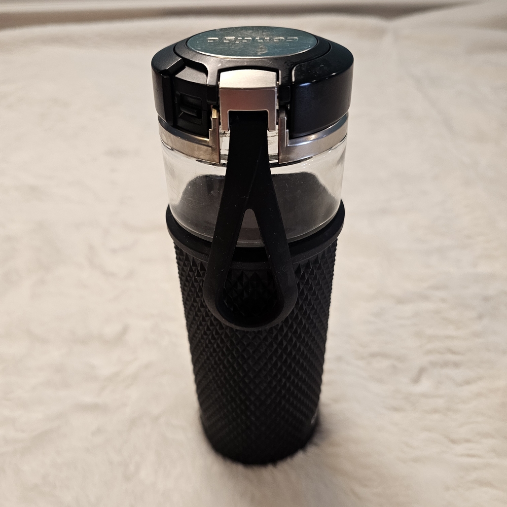 Contigo Glass Water Bottle W/Rubber Sleeve And Non Leak Lid